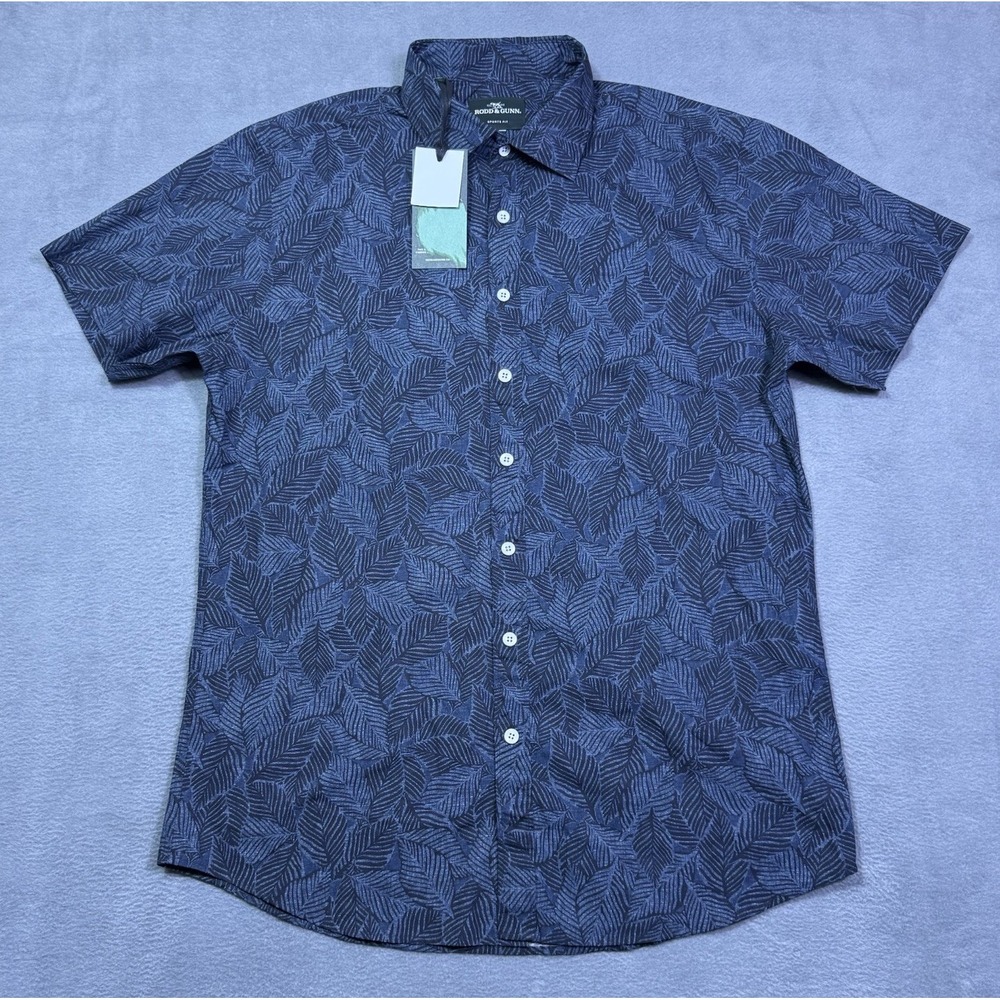 Rodd & Gunn Shirt Mens L Sports Fit Blue Geometric Tropical Floral Poplin NEW